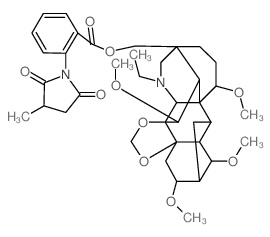 Aconitane-4-methanol,20-ethyl-1,6,14,16-tetramethoxy-7,8-[methylenebis(oxy)]-,4-[2-[(3S)-3-methyl-2,5-dioxo-1-pyrrolidinyl]benzoate], (1a,6b,14a,16b)-结构式
