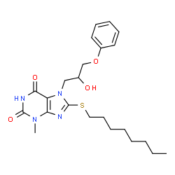 7-(2-Hydroxy-3-phenoxypropyl)-3-methyl-8-(octylsulfanyl)-3,7-dihydro-1H-purine-2,6-dione结构式