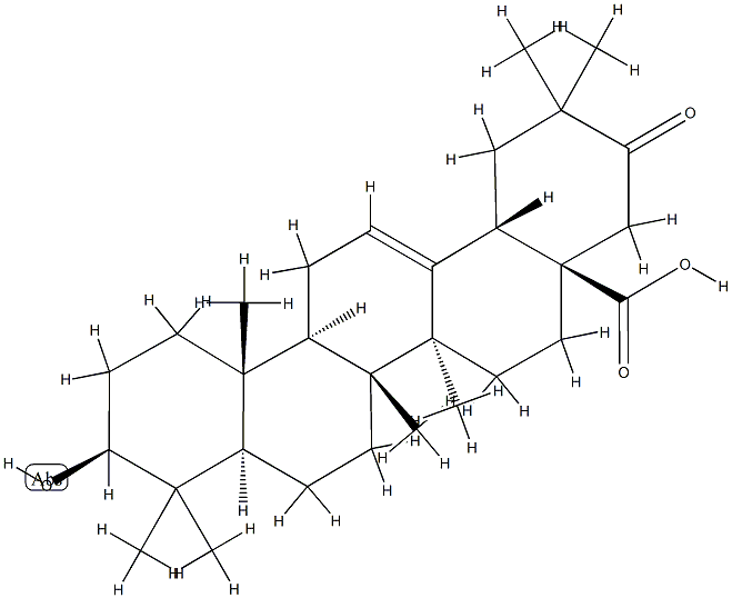 3β-Hydroxy-21-oxoolean-12-en-28-oic acid结构式