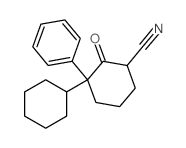 3-cyclohexyl-2-oxo-3-phenyl-cyclohexane-1-carbonitrile structure