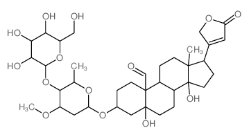 Card-20(22)-enolide,3-[(2,6-dideoxy-4-O-b-D-glucopyranosyl-3-O-methyl-b-D-ribo-hexopyranosyl)oxy]-5,14-dihydroxy-19-oxo-, (3b,5b)-结构式