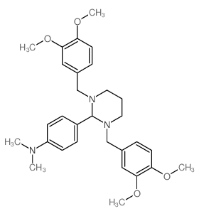 4-[1,3-bis[(3,4-dimethoxyphenyl)methyl]-1,3-diazinan-2-yl]-N,N-dimethyl-aniline结构式