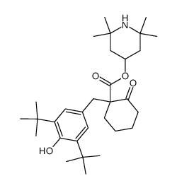 2-(3,5-di-t-butyl-4-hydroxybenzyl)-2-(2,2,6,6-tetramethyl-4-piperidinyloxycarbonyl)-cyclohexanone Structure