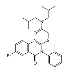 2-[6-bromo-3-(2-methylphenyl)-4-oxoquinazolin-2-yl]sulfanyl-N,N-bis(2-methylpropyl)acetamide结构式