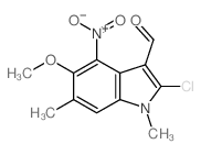 2-chloro-5-methoxy-1,6-dimethyl-4-nitro-indole-3-carbaldehyde Structure