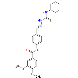 4-{(E)-[(Cyclohexylcarbamothioyl)hydrazono]methyl}phenyl 3,4-dimethoxybenzoate Structure