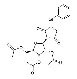 1-(2,3,5-tri-O-acetyl-β-D-ribofuranosyl)-3-(phenylseleno)-2,5-pyrrolidinedione结构式