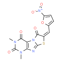 Thiazolo[2,3-f]purine-2,4,6(1H,3H,7H)-trione,1,3-dimethyl-7-[(5-nitro-2-furanyl)methylene]- Structure