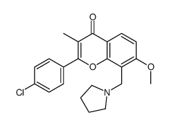 2-(4-chlorophenyl)-7-methoxy-3-methyl-8-(pyrrolidin-1-ylmethyl)chromen-4-one结构式