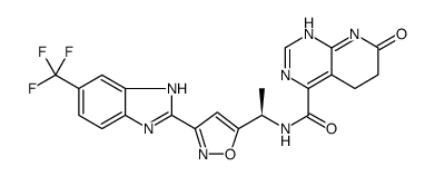 (R)-7-OXO-N-(1-(3-(6-(TRIFLUOROMETHYL)-1H-BENZO[D]IMIDAZOL-2-YL)ISOXAZOL-5-YL)ETHYL)-5,6,7,8-TETRAHYDROPYRIDO[2,3-D]PYRIMIDINE-4-CARBOXAMIDE Structure