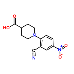 1-(2-Cyano-4-nitrophenyl)-4-piperidinecarboxylic acid结构式