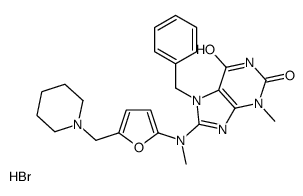7-benzyl-3-methyl-8-[methyl-[5-(piperidin-1-ylmethyl)furan-2-yl]amino]purine-2,6-dione,hydrobromide Structure