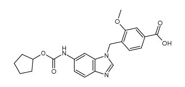 4-[[6-[[(cyclopentyloxy)carbonyl]amino]benzimidazol-1-yl]methyl]-3-methoxybenzoic acid结构式