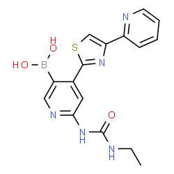 6-(3-ethylureido)-4-(4-(pyridin-2-yl)thiazol-2-yl)pyridin-3-ylboronic acid Structure