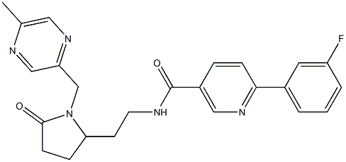 6-(3-fluorophenyl)-N-(2-{1-[(5-methylpyrazin-2-yl)methyl]-5-oxopyrrolidin-2-yl}ethyl)nicotinamide结构式