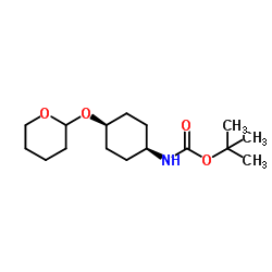 顺-[2-(4-叔丁氧基羰基氨基)环己氧基]四氢-2H-吡喃结构式