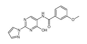 N-(4-hydroxy-2-(1H-pyrazol-1-yl)pyrimidin-5-yl)-3-methoxybenzamide Structure