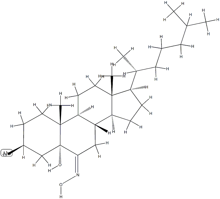 3β-Chloro-5-hydroxy-5α-cholestan-6-one oxime Structure
