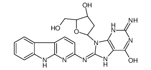 2-amino-9-[(2R,4S,5R)-4-hydroxy-5-(hydroxymethyl)oxolan-2-yl]-8-(9H-pyrido[2,3-b]indol-2-ylamino)-3H-purin-6-one结构式