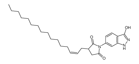 1-(2,3-dihydro-3-oxo-1H-indazol-6-yl)-3-(hexadec-2-enyl)pyrrolidine-2,5-dione structure