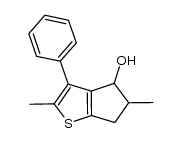 5,6-dihydro-2,5-dimethyl-3-phenyl-4H-cyclopenta[b]thiophene-4-ol结构式
