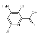 4-氨基-6-溴-3-氯吡啶-2-羧酸结构式