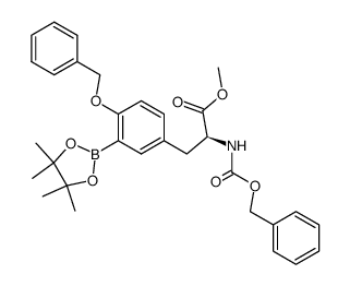 (S)-N-benzyloxycarbonyl-3-(4-benzyloxy-3-(4,4,5,5-tetramethyl[1,3,2]dioxaborolan-2-yl)phenyl)alanine methyl ester结构式