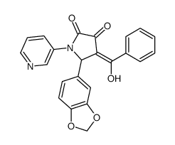 (4E)-5-(1,3-benzodioxol-5-yl)-4-[hydroxy(phenyl)methylidene]-1-pyridin-3-ylpyrrolidine-2,3-dione结构式