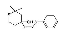 2,2-dimethyl-4-(2-phenylsulfanylethenyl)thian-4-ol结构式