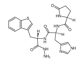 3-benzo[b]thiophen-3-yl-2-[Nα-(5-oxo-prolyl)-histidylamino]-propionic acid hydrazide Structure