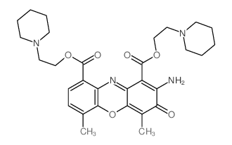3H-Phenoxazine-1,9-dicarboxylicacid, 2-amino-4,6-dimethyl-3-oxo-, 1,9-bis[2-(1-piperidinyl)ethyl] ester结构式