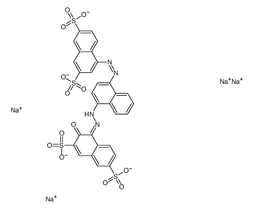 3-Hydroxy-4-[[4-[[3,6-bis(sodiosulfo)-1-naphthalenyl]azo]-1-naphthalenyl]azo]naphthalene-2,7-disulfonic acid disodium salt structure