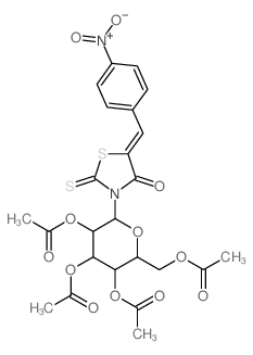 [3,4,5-triacetyloxy-6-[(5Z)-5-[(4-nitrophenyl)methylidene]-4-oxo-2-sulfanylidene-thiazolidin-3-yl]oxan-2-yl]methyl acetate结构式