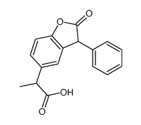 2-(2-oxo-3-phenyl-3H-benzofuran-5-yl)propanoic acid structure