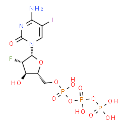 4-Amino-1-(2-deoxy-2-fluoro-5-O-(hydroxy((hydroxy(phosphonooxy)phosphi nyl)oxy)phosphinyl)-beta-D-arabinofuranosyl)-5-iodo-2(1H)-pyrimidinone structure