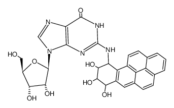 N2-(7,8,9-trihydroxy-7,8,9,10-tetrahydro-benzo[def]chrysen-10-yl)-guanosine Structure
