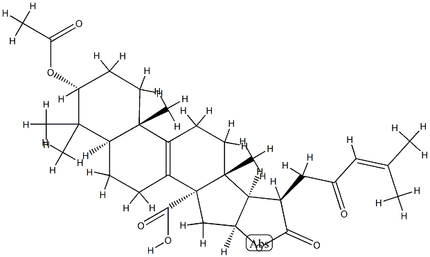 3α-(Acetyloxy)-16β-hydroxy-23-oxo-5α-lanosta-8,24-diene-21,30-dioic acid 21,16-lactone结构式