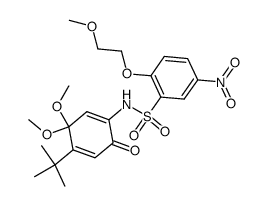 N-(4-(tert-butyl)-3,3-dimethoxy-6-oxocyclohexa-1,4-dien-1-yl)-2-(2-methoxyethoxy)-5-nitrobenzenesulfonamide结构式