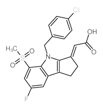 (E)-2-(4-(4-氯苄基)-7-氟-5-(甲基磺酰基)-1,2-二氢环戊并[b]吲哚-3(4h)-基)乙酸结构式