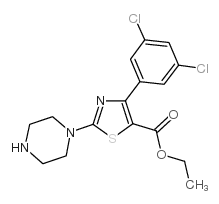 4-(3,5-二氯苯基)-2-(1-哌嗪基)-5-三唑羧酸乙酯结构式
