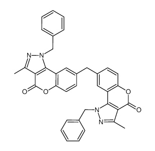 1-benzyl-8-[(1-benzyl-3-methyl-4-oxo-1,4-dihydrochromeno[4,3-c]pyrazol-8-yl)methyl]-3-methyl-1,4-dihydrochromeno[4,3-c]pyrazol-4-one结构式