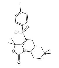 6-aza-5-(trimethylsilylethyl)-9,9-dimethyl-2-(p-toluenesulfonyl)-8-oxabicyclo[4.3.0]non-1-en-7-one结构式