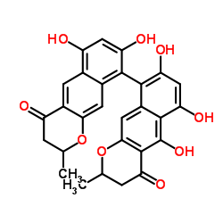 5,6,6',8,8'-Pentahydroxy-2,2'-dimethyl-2,2',3,3'-tetrahydro-4H,4'H-9,9'-bibenzo[g]chromene-4,4'-dione Structure