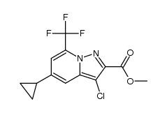 methyl 3-chloro-5-cyclopropyl-7-(trifluoromethyl)pyrazolo[1,5-a]pyridine-2-carboxylate结构式