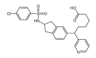 6-[2-[(4-chlorophenyl)sulfonylamino]-2,3-dihydro-1H-inden-5-yl]-6-pyridin-3-ylhexanoic acid Structure