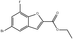 5-Bromo-7-fluoro-benzofuran-2-carboxylic acid ethyl ester结构式
