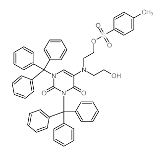 5-[2-hydroxyethyl-[2-(4-methylphenyl)sulfonyloxyethyl]amino]-1,3-ditrityl-pyrimidine-2,4-dione structure