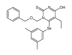 6-(3,5-dimethylphenyl)selanyl-5-ethyl-1-(phenylmethoxymethyl)-2-sulfanylidenepyrimidin-4-one Structure