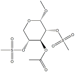 Methyl 3-O-acetyl-2-O,4-O-di(methylsulfonyl)-α-D-xylopyranoside structure