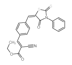 2-Propenoic acid,2-cyano-3-[4-[(4-oxo-3-phenyl-2-thioxo-5-thiazolidinylidene)methyl]phenyl]-,ethyl ester structure